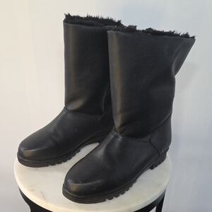 Toe Warmers Womens Black Faux-Fur Lined Winter Boots Size 6W